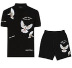 Bộ áo polo và quần short FesFas in hình bồ câu