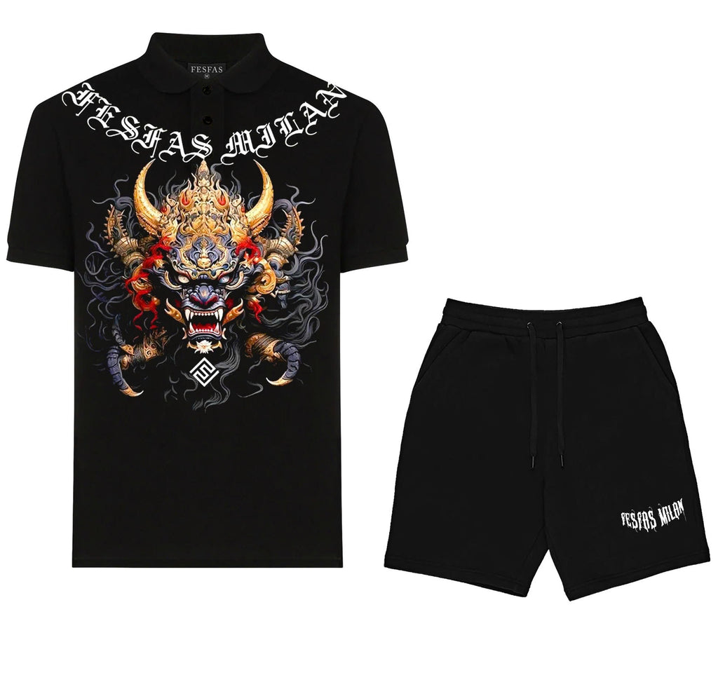 Bộ áo polo và quần short FesFas in hình rồng