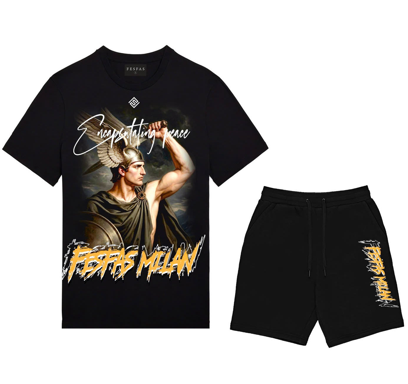 FesFas combatant-print | Bộ T-Shirt | Nam | Màu Đen