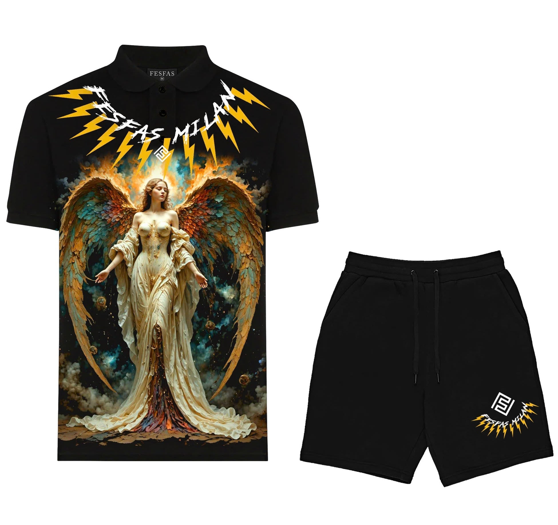 FesFas angel-print | Bộ Polo | Nam | Màu Đen