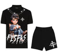 FesFas relaxed boy-print | Bộ Polo | Nam | Màu Đen
