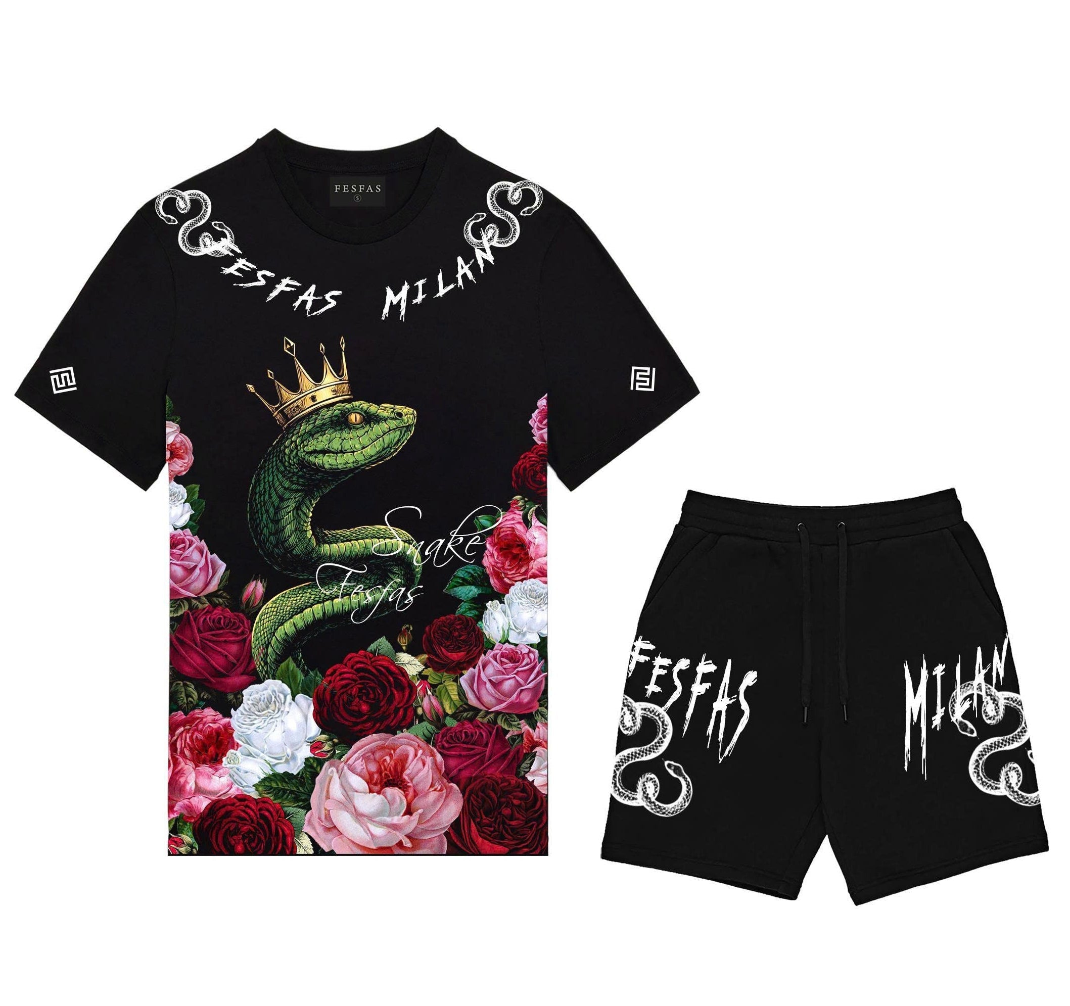 Bộ áo thun và quần short FesFas in hình vua rắn