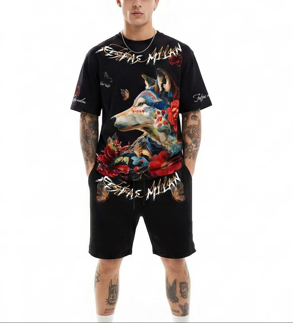 Bộ áo thun và quần short FesFas in hình sói