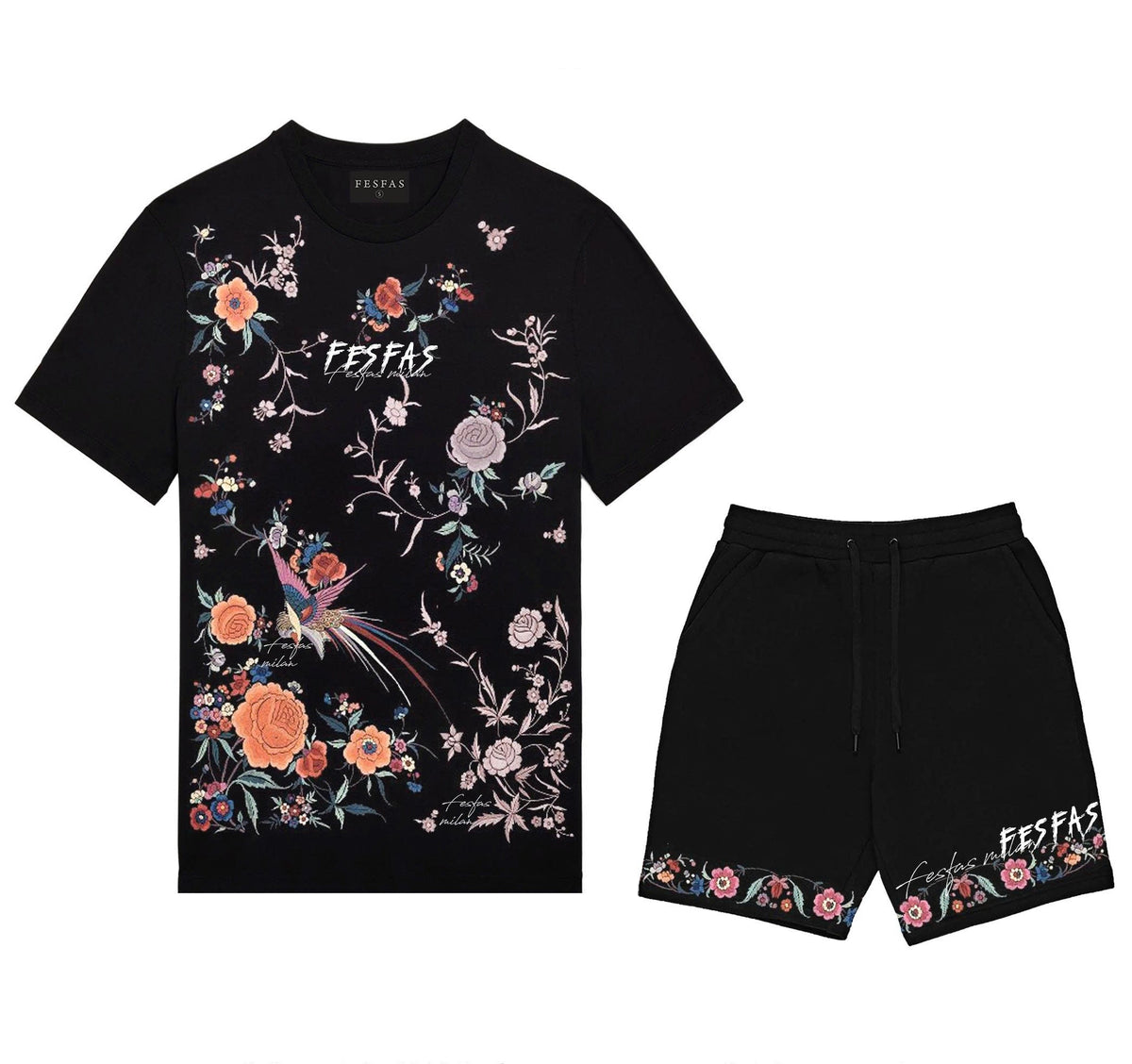 Bộ áo thun và quần short FesFas in hình hoa