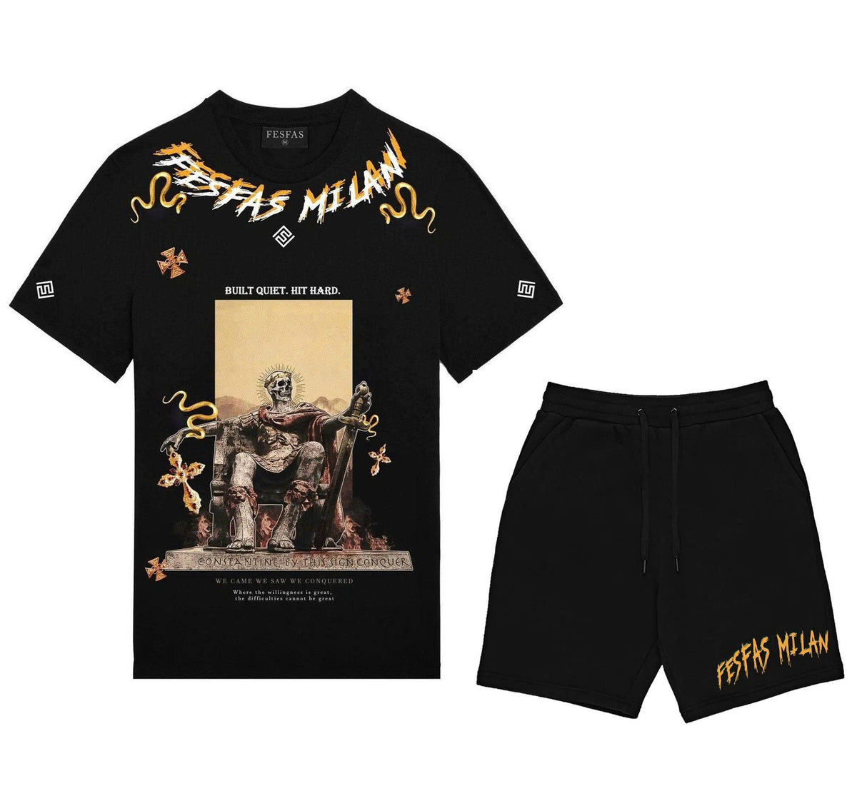 Bộ áo thun và quần short FesFas in hình họa tiết