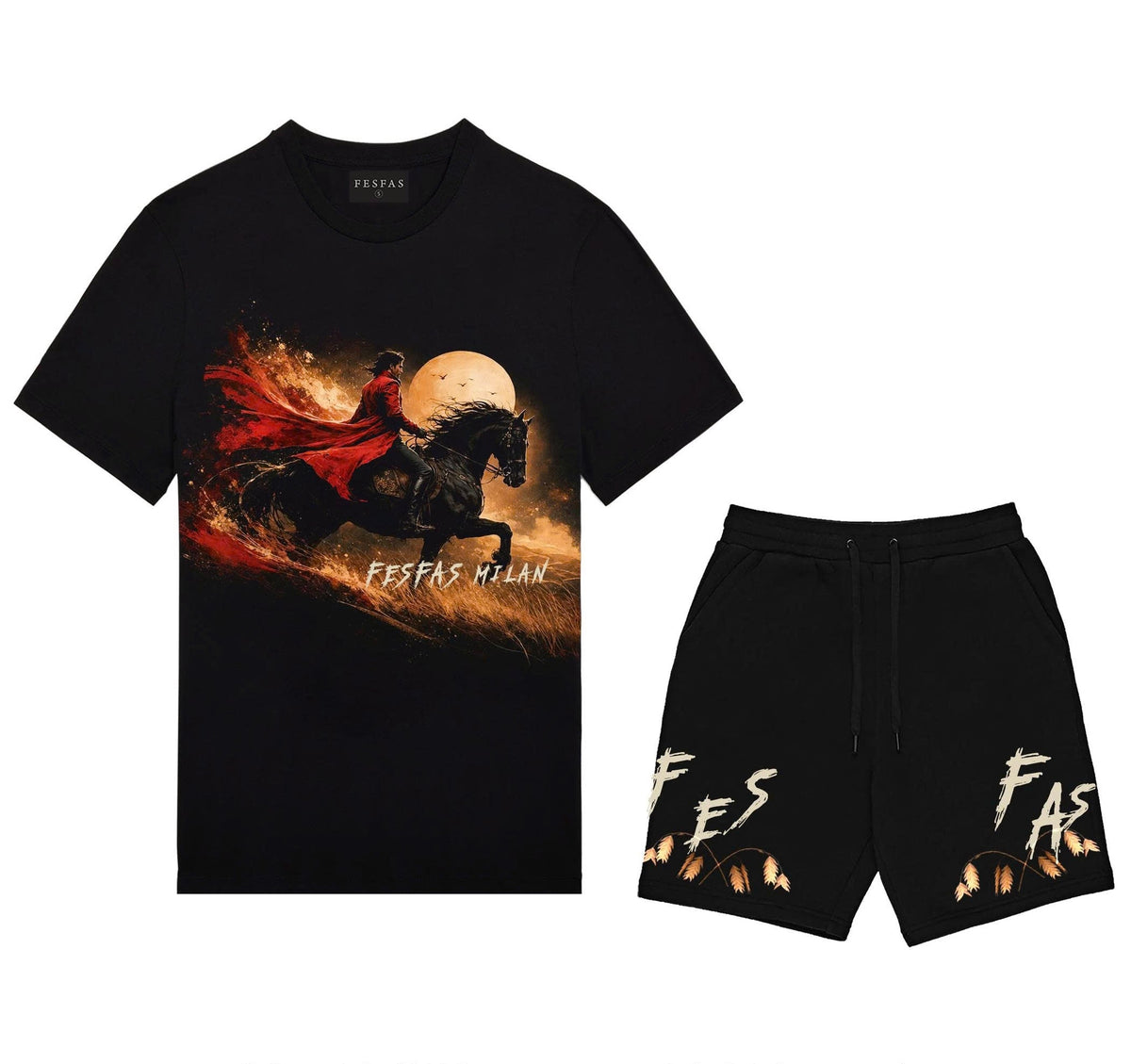 Bộ Đồ Áo Thun FesFas Họa Tiết Đuổi Theo Hoàng Hôn